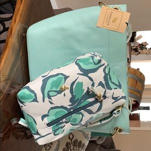 Emma Fox all leather handbag with accessory bag.